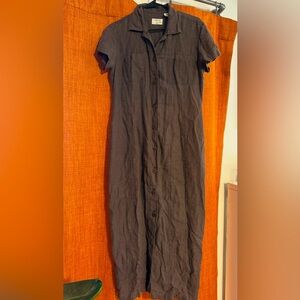 Brown 100% Linen Dress